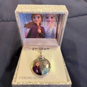Disney Frozen Sterling Silver Necklace with Purple and Silver Pendant